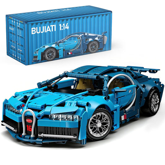PIKARO blue 1:14 sports car model kit with 1144 pieces for display and collection.