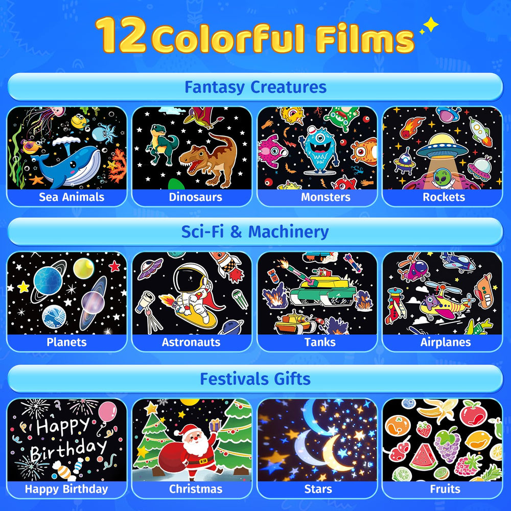 PIKOY 12 themed slides illuminate walls with playful scenes