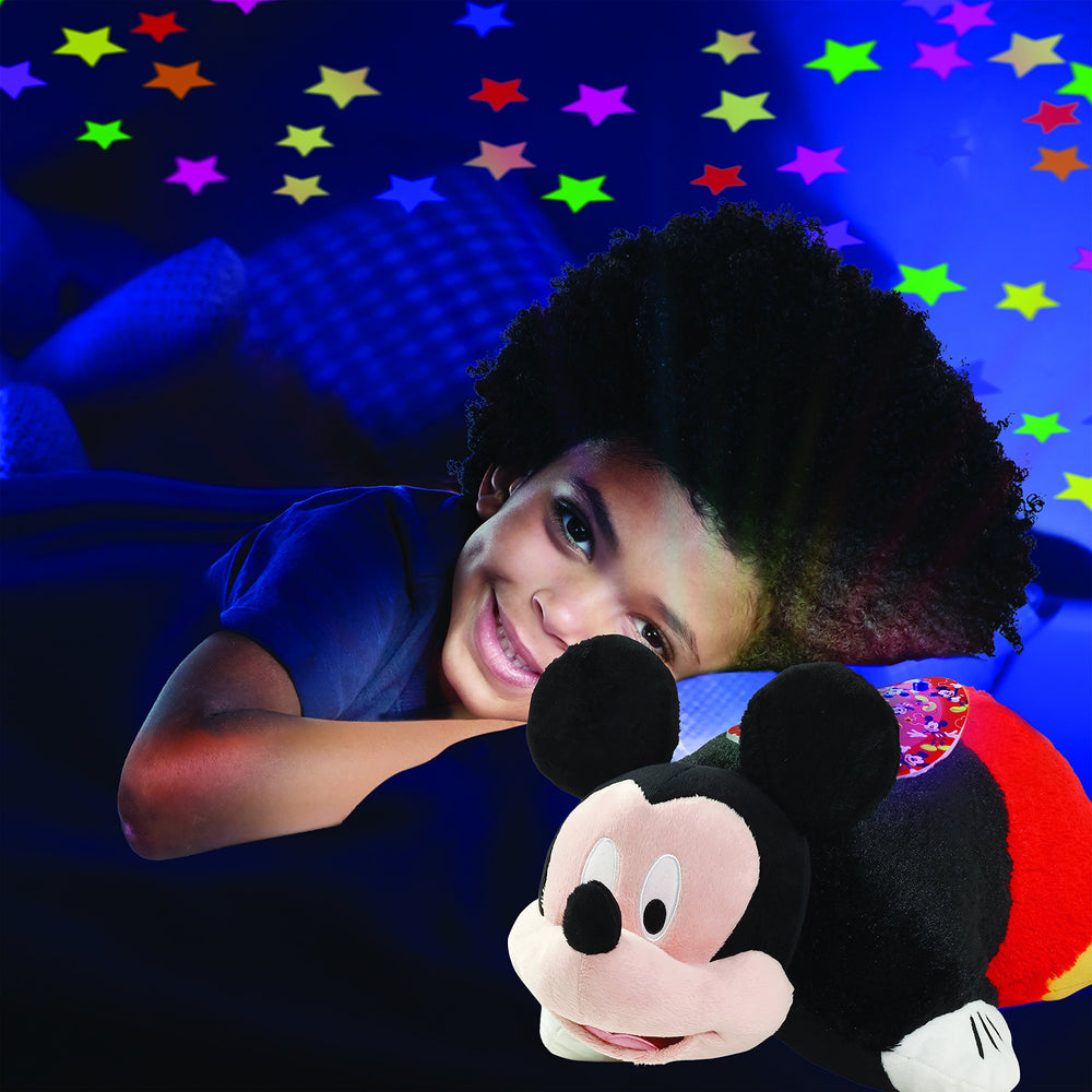 Pillow Pets Mickey Mouse Sleeptime Lite three-color LED modes create calm ambiance.