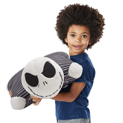 Close-up of Jack Skellington's face detail from Pillow Pets, a friendly collectible for display.