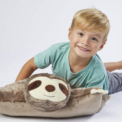 Pillow Pets Sunny Sloth soft plush fabric enhances nap time and travel comfort.