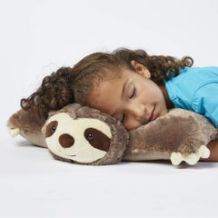 Pillow Pets Sunny Sloth belly unfastens to reveal a cozy 18-inch pillow.