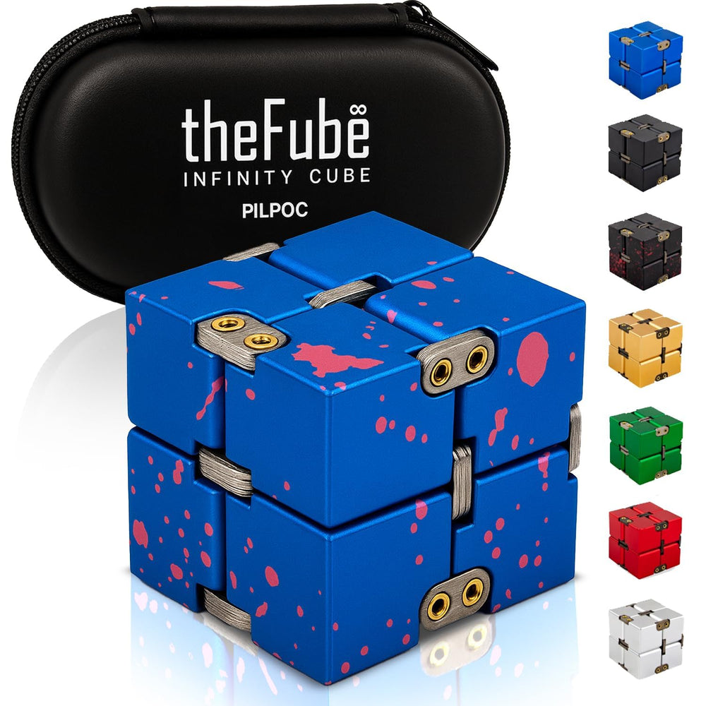 PILPOC theFube Infinity Cube in blue pink showing smooth rotation for focus and stress relief