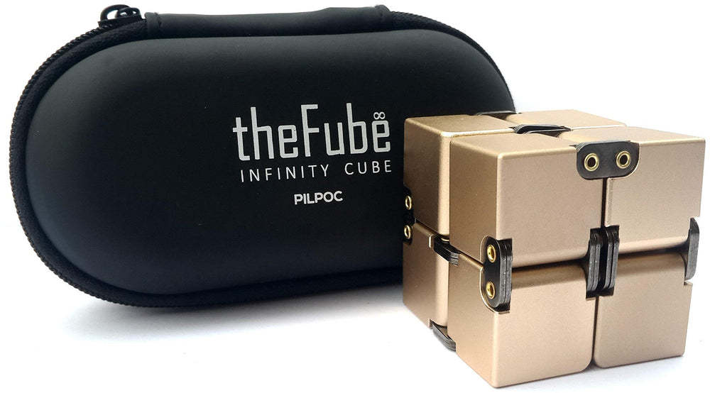 PILPOC theFube Infinity Cube gold case close-up for stress relief and focus.