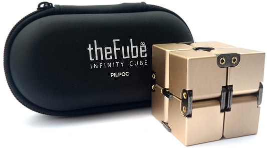PILPOC theFube Infinity Cube gold case close-up for stress relief and focus.
