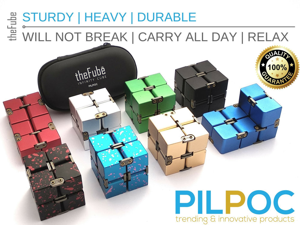 PILPOC theFube Infinity Cube soft-buttons for soothing, quiet work sessions.