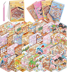 Pindda bookstore scene 3D stickers for imaginative play and gentle stress relief.