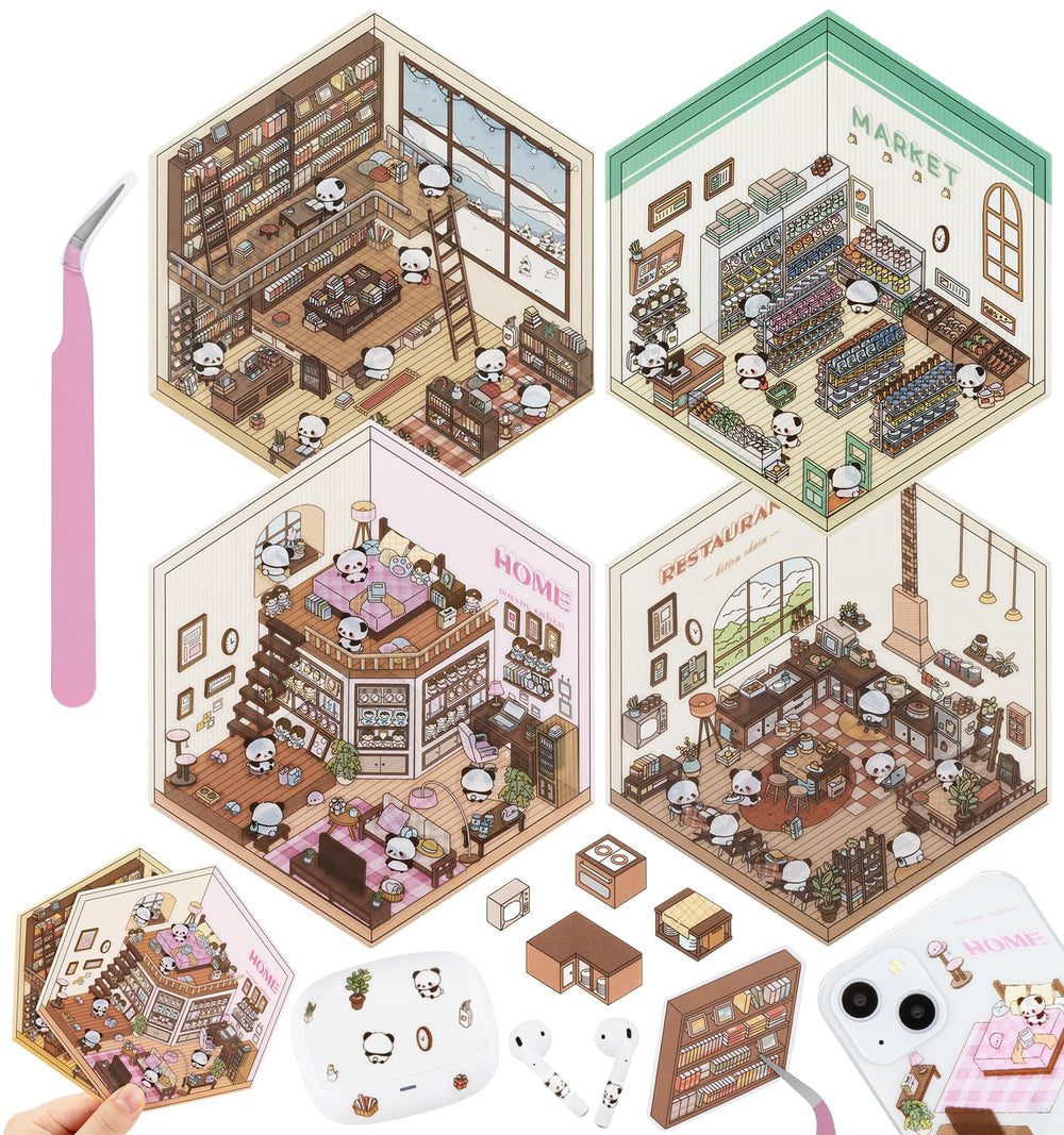 Pindda DIY 3D sticker Bookstore scene for notebooks and journaling inspiration