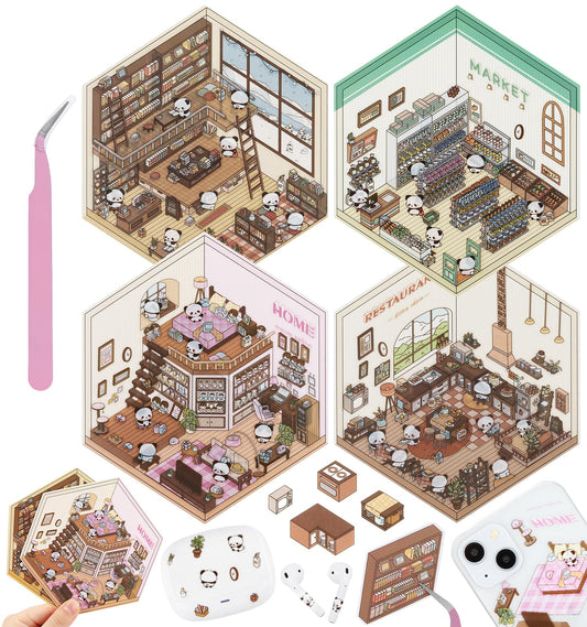 Pindda DIY 3D sticker Bookstore scene for notebooks and journaling inspiration