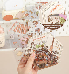 Pindda DIY 3D sticker Coffee Shop closeup with layered elements and depth