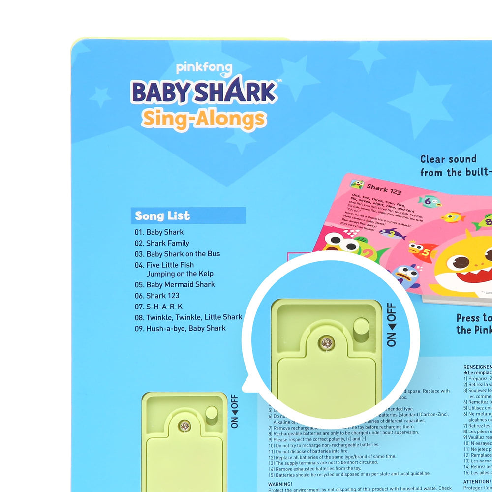 Pinkfong on-off switch saves battery during play