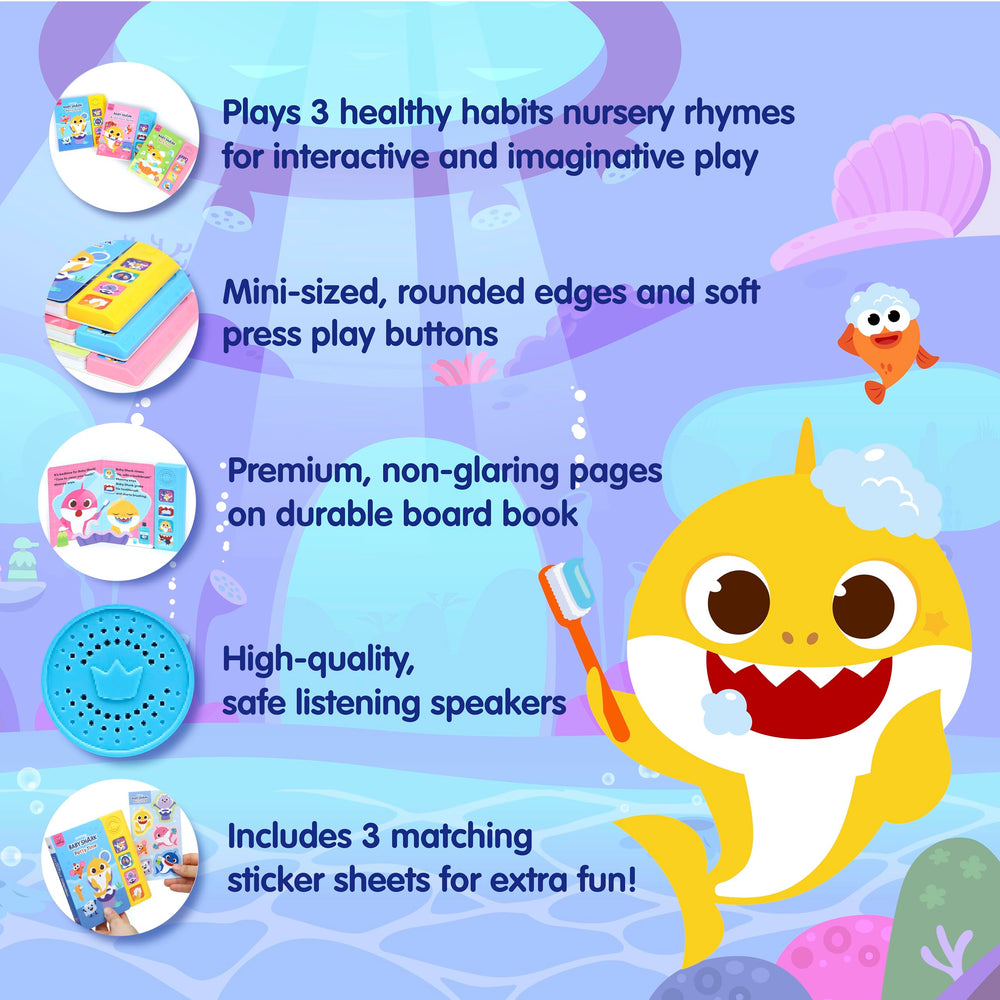 Pinkfong Baby Shark sticker sheets add visuals to boost memory and recognition.