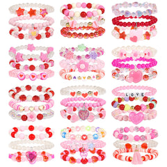 PinkSheep 36-piece bracelet set with colorful themes for girls' dress-up.