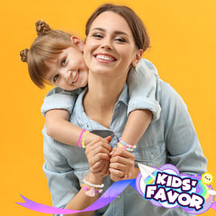 PinkSheep kids accessories display helps showcase a colorful bracelet collection.