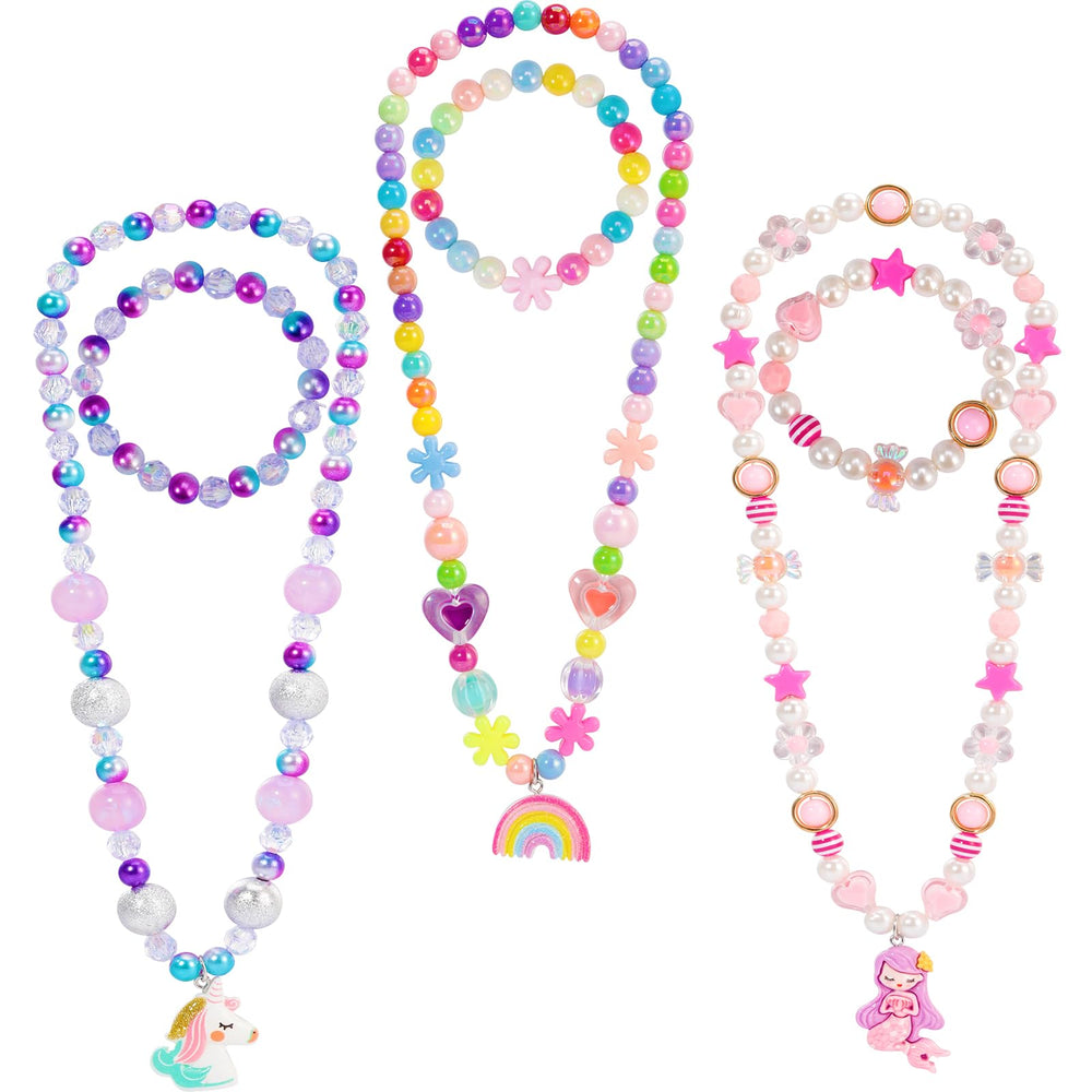 PinkSheep Kids Classic mermaid necklace set in packaging, ready for gifting at parties.