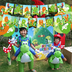 PINUO Yoshi banner display shot highlighting coordinated party styling.