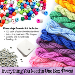 Pinwheel Crafts 100-color floss threads for vibrant, customizable bracelet designs