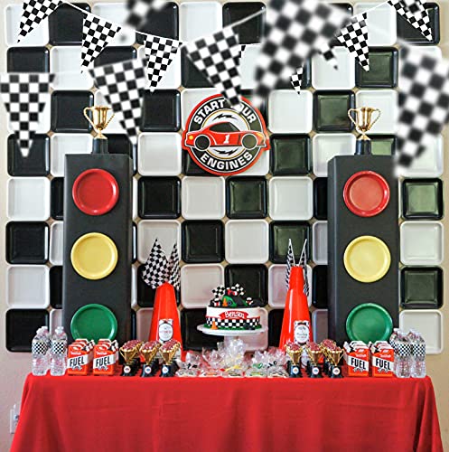 Piokio banner used on a pinewood derby setup for the race vibe