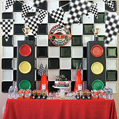 Piokio banner used on a pinewood derby setup for the race vibe
