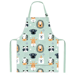 Pipoobear kids apron blue front pocket for easy tool access during cooking