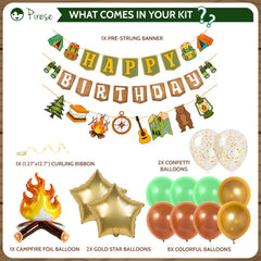 PIRESE campfire foil balloon showcases bold focal point for outdoor birthday photos
