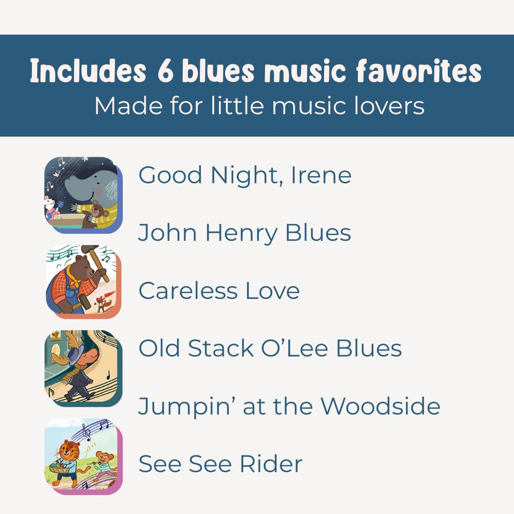 Pirouette Kids I Discover Blues Music listening page highlights 15-second clips