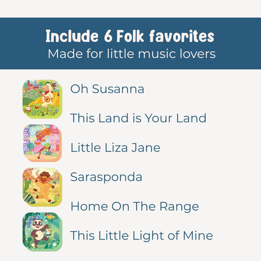 Pirouette Kids I Discover Folk Music reading time spread with bright illustrations for calm moments