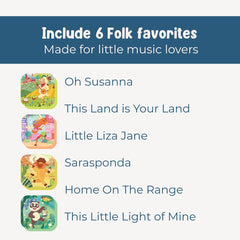 Pirouette Kids I Discover Folk Music reading time spread with bright illustrations for calm moments