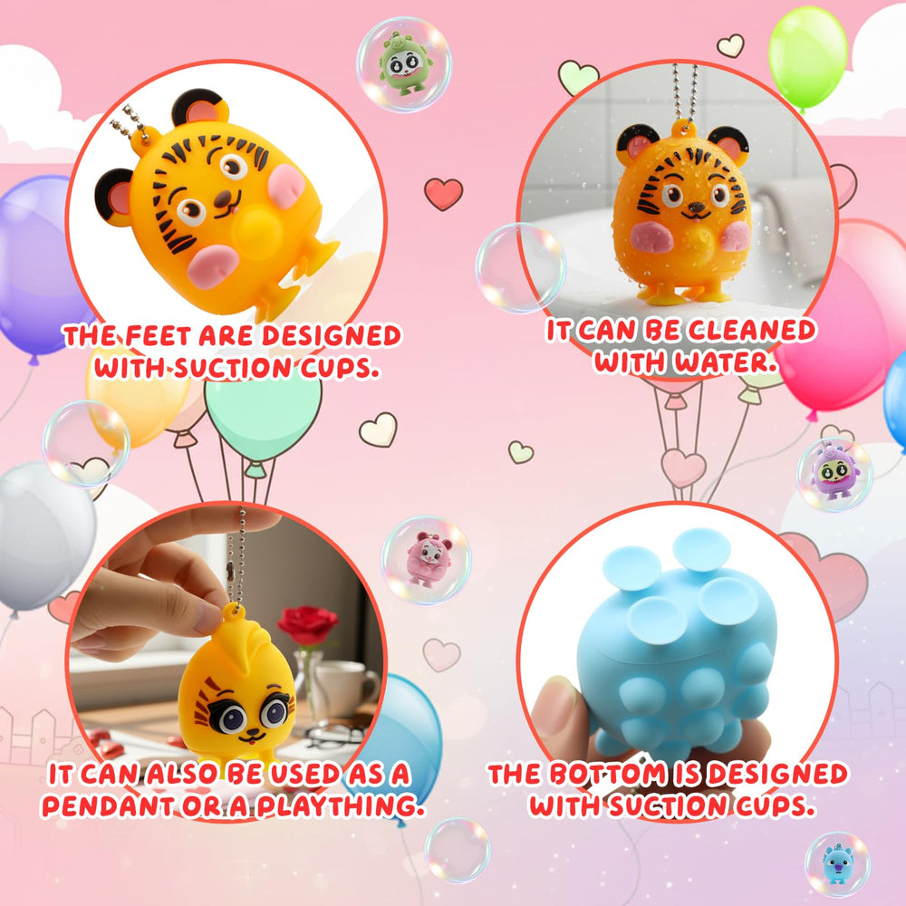 Pistroy suction toys grab onto bathtubs and windows for play.