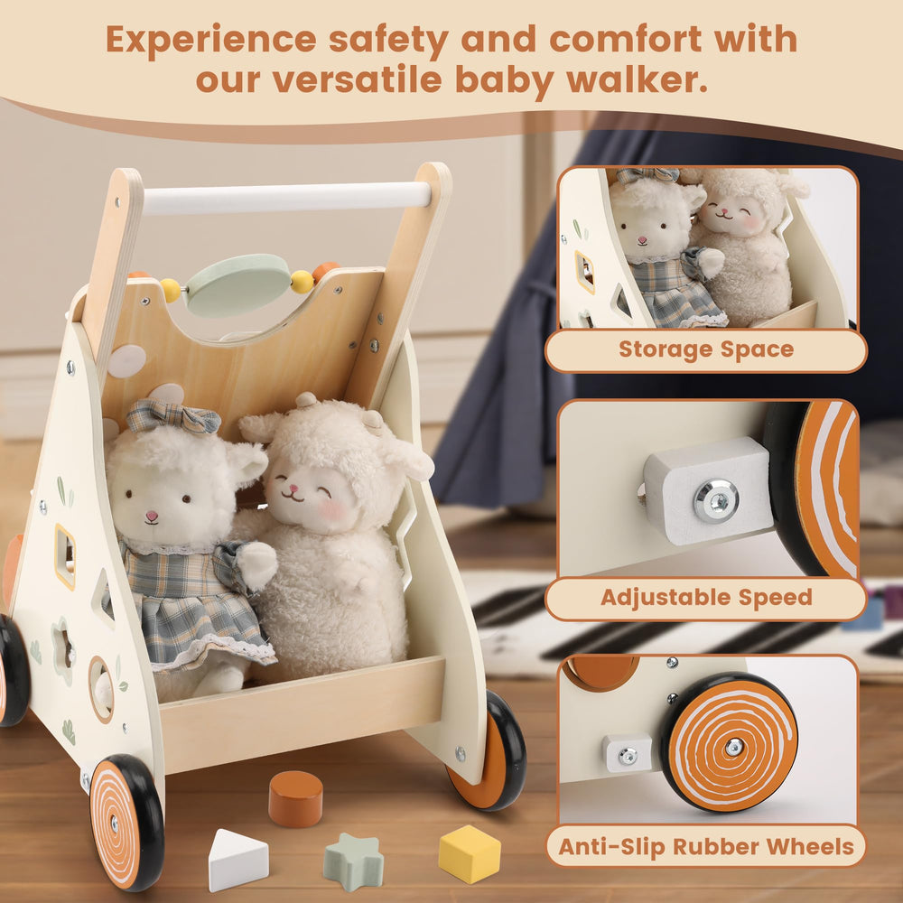 Pithfor wooden baby walker featuring xylophone for musical exploration