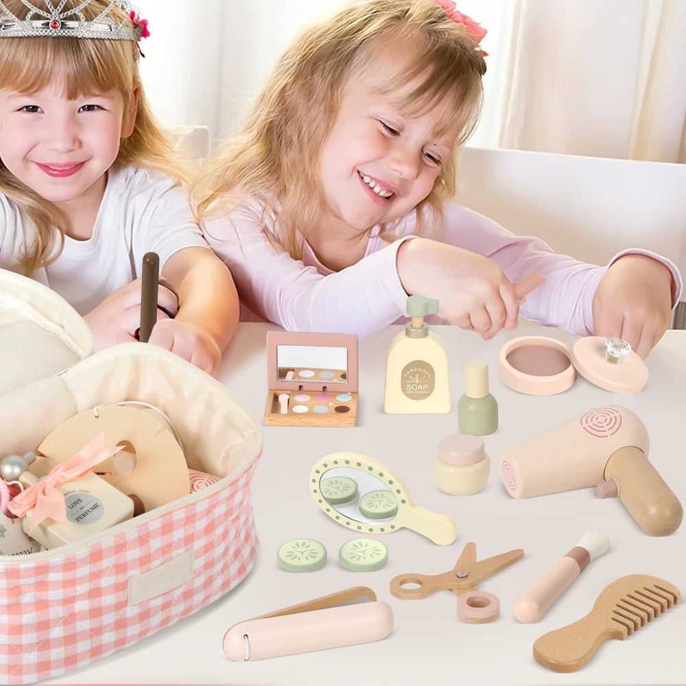 Pithfor wooden makeup toy set interactive tools: lifelike details support storytelling