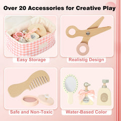 Pithfor wooden makeup toy set scissors: safe, smooth-edged tools for role-play