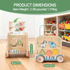 Pithfor hedgehog slider on wooden cube for tactile play