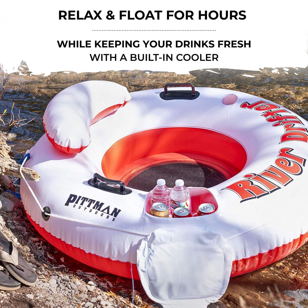 Pittman Outdoors River Drifter back rest adds comfort for longer river cruises.