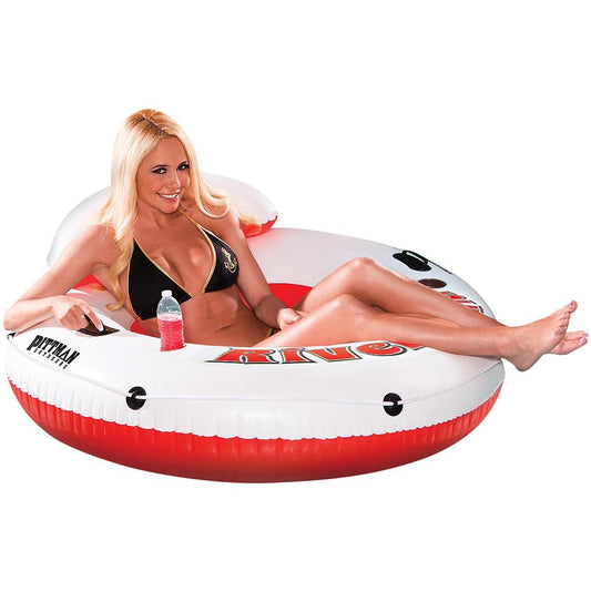 Pittman Outdoors Water Float Tube with cup holders for refreshing river lounging.