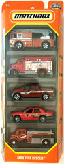 Piuess Matchbox MBX Fire Rescue 5 Pack 1:64 scale vehicles for imaginative play and collection.