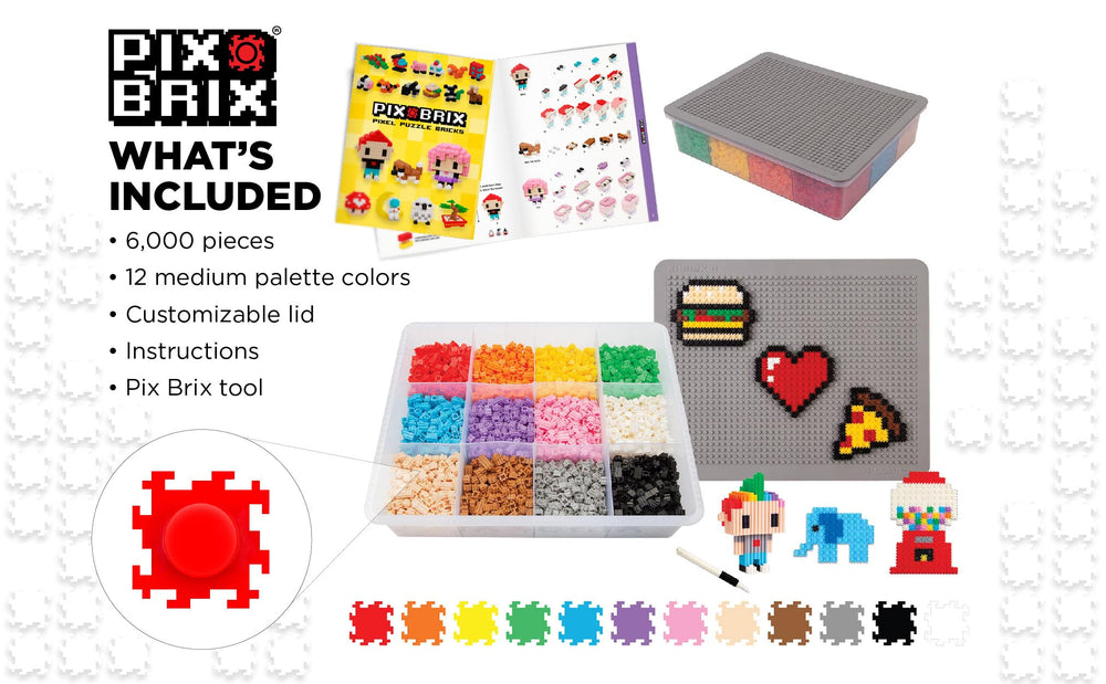 Pix Brix interlocking bricks snapping together for easy, glue-free pixel art.
