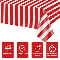 PIXHOTUL Christmas dining decor using red and white striped cover
