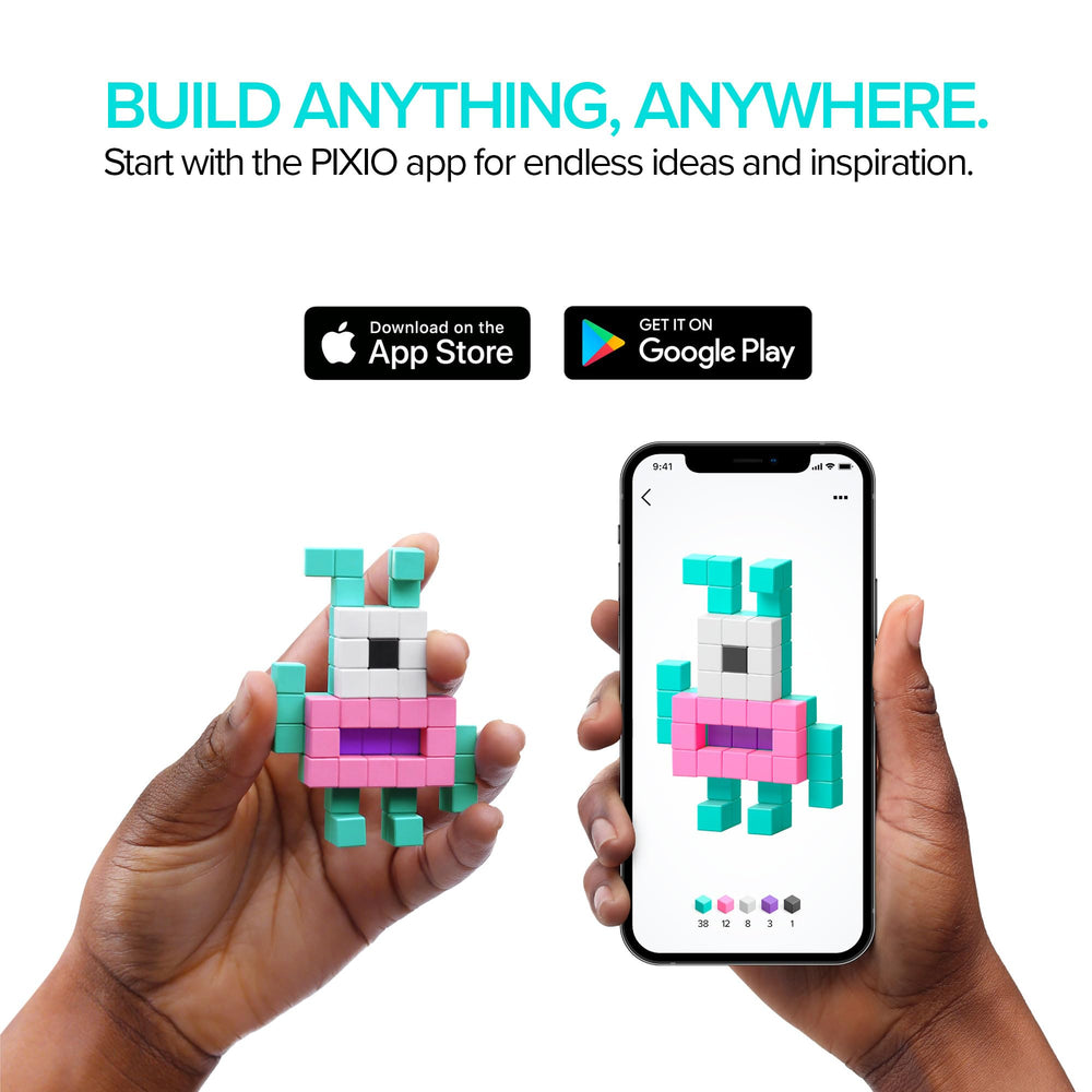 PIXIO app interface on a phone links digital ideas to tangible builds.