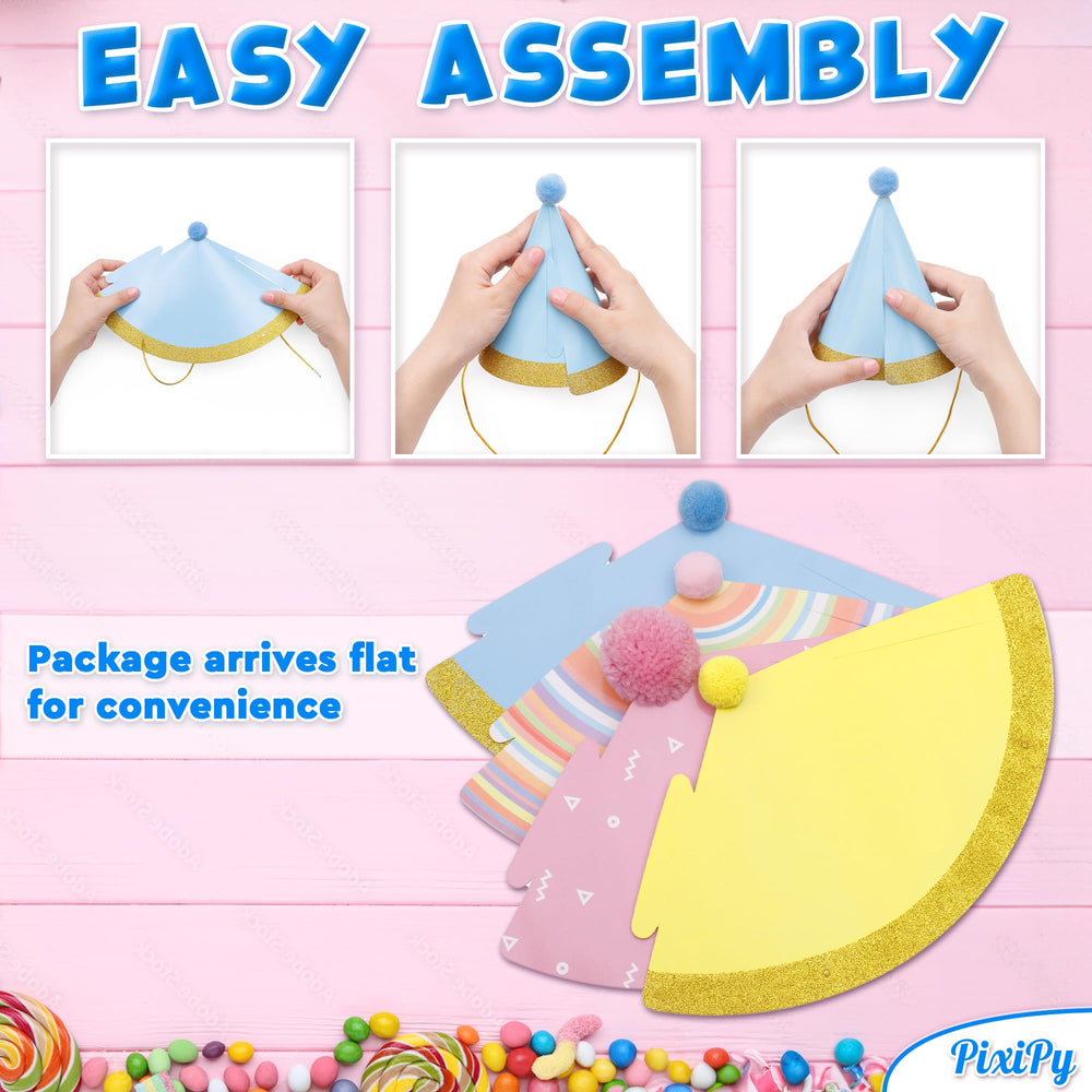 PixiPy birthday hats suit all ages for birthdays and gatherings.