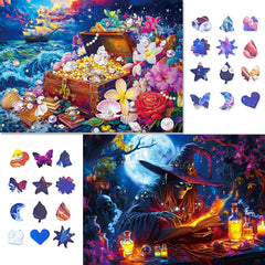 Pixlora treasures and dark forest puzzle—vivid scene for relaxing weekend puzzle time.