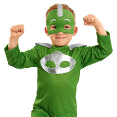 PJ Masks Turbo Blast Gekko mask close-up showcasing soft fabric for imaginative play
