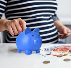 PJDRLLC Piggy Bank kid holding, ideal for birthdays and rewards.