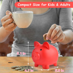 PJDRLLC Piggy Bank red durable plastic, drop resistant for kids.