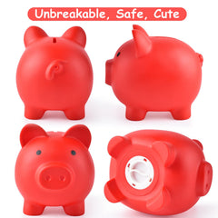 PJDRLLC Piggy Bank red side view, sturdy design for daily use.