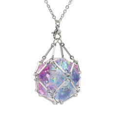 PJOY DND silver necklace with dice cage on display for secure D20 showcase