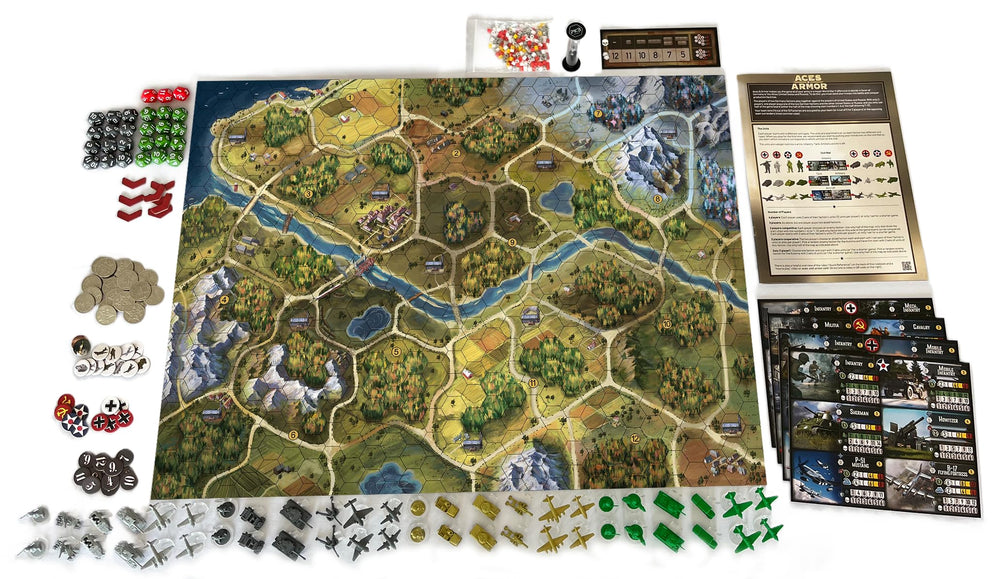 PKB Games Aces & Armor rulebook open with quick reference guides for smoother play.