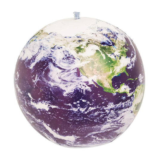 Planet Earth Gifts Earthball inflatable globe with satellite imagery showing accurate landmasses.
