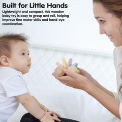 PlanToys baby-friendly design shown for safe mouthing and hand grasping exploration.