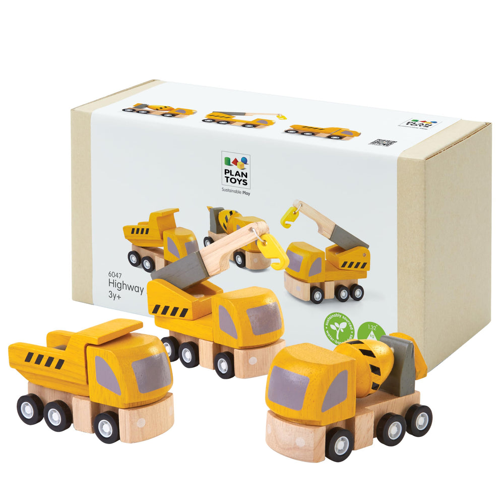 PlanToys Highway Maintenance dump truck boosts fine motor play and imaginative storytelling.